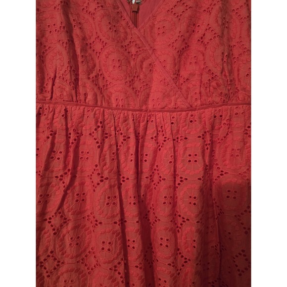 J.Crew Women Double Strap Embroidered Eyelet Orange Midi Dress Size 14 - Picture 3 of 7